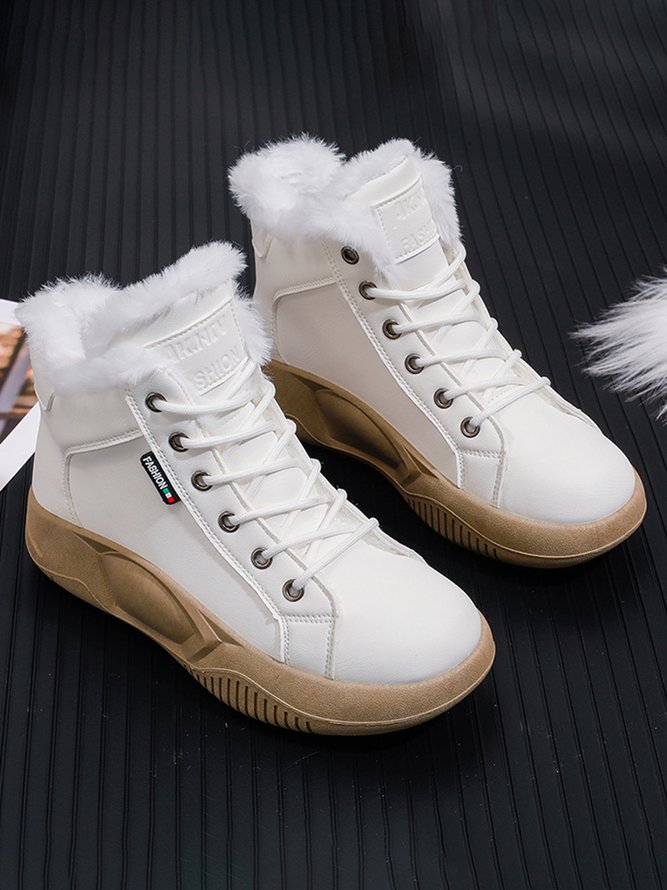 Warm Plush High Top Casual Outdoor Sneakers