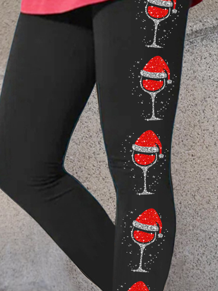 Women's Christmas glass Holiday Print Casual Leggings