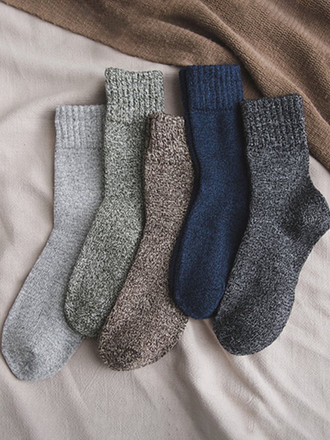 1pair Casual Plain Socks Set Everyday Basic Accessories Random Color