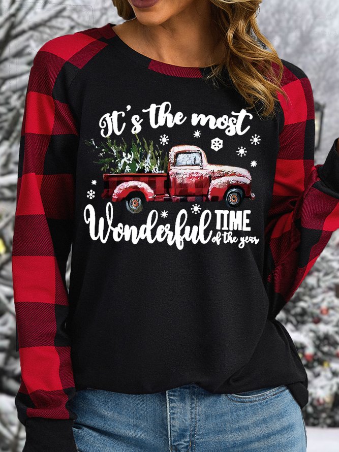 Women's Christmas It's The Most Wonderful Time Of The Year Crew Neck Casual Top