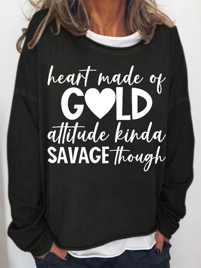 Women's Heart Made Of Cold Simple Loose Sweatshirt