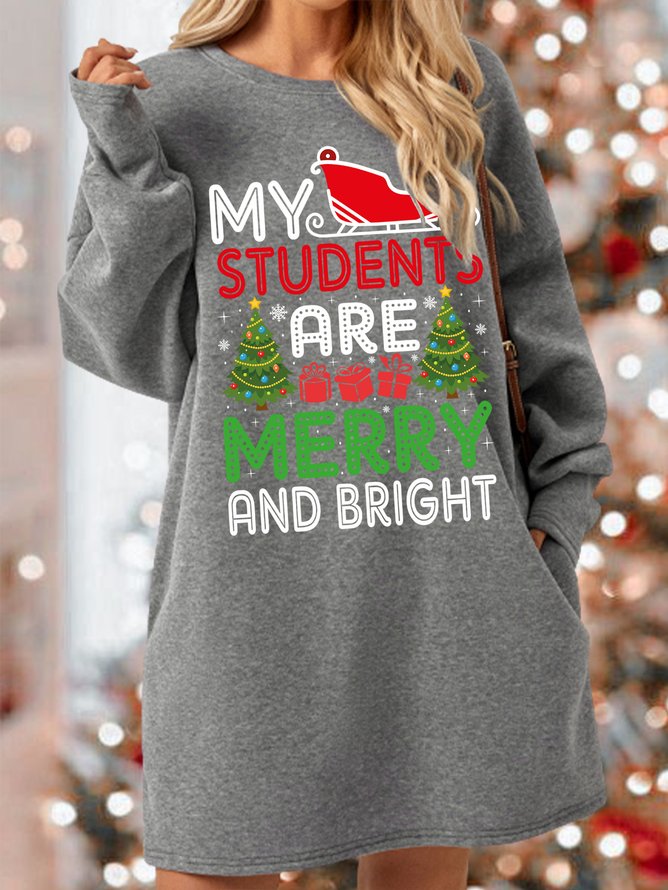 Lilicloth X Manikvskhan My Students  Are Merry And Bright Womens Sweatshirt Dress