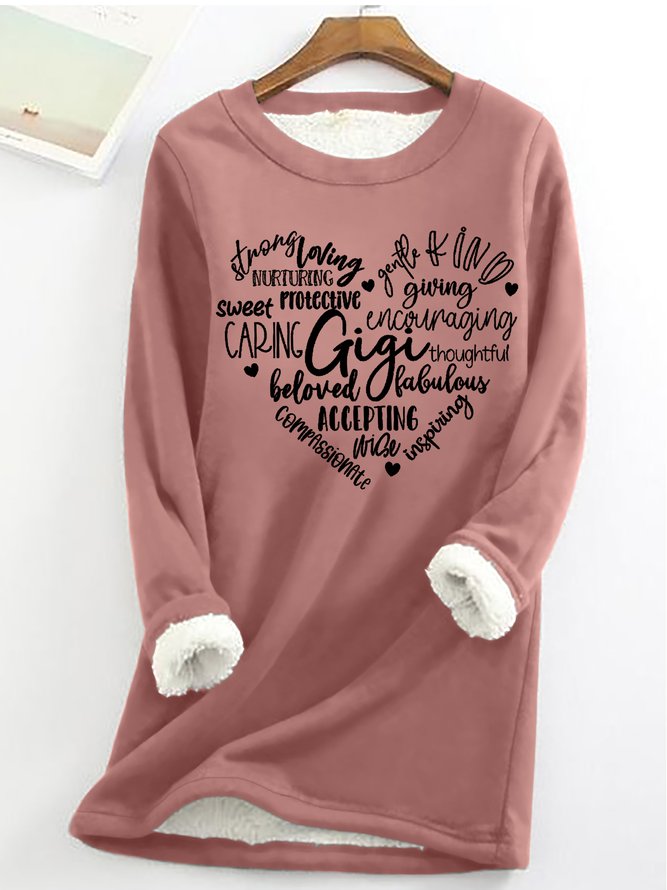 Women's Best Gigi I love my grandkids Text Letters Warmth Fleece Sweatshirt