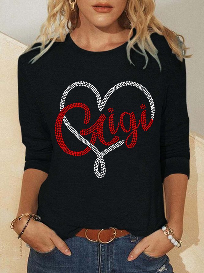 Women Gigi Heart Simple Regular Fit Long Sleeve Top