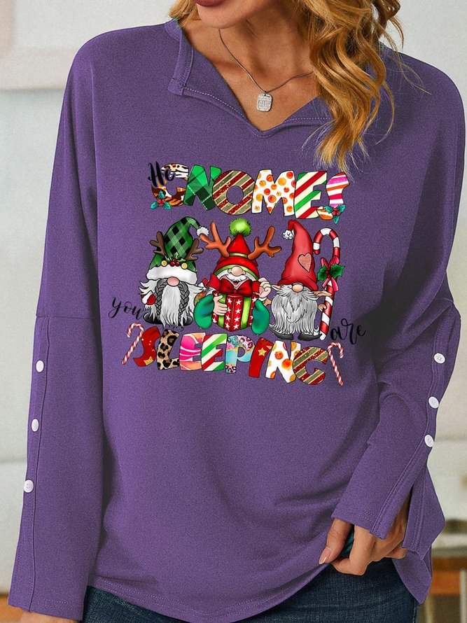 Women’s Merry Christmas Gnomes Sleeping Regular Fit Shawl Collar Casual Sweatshirt