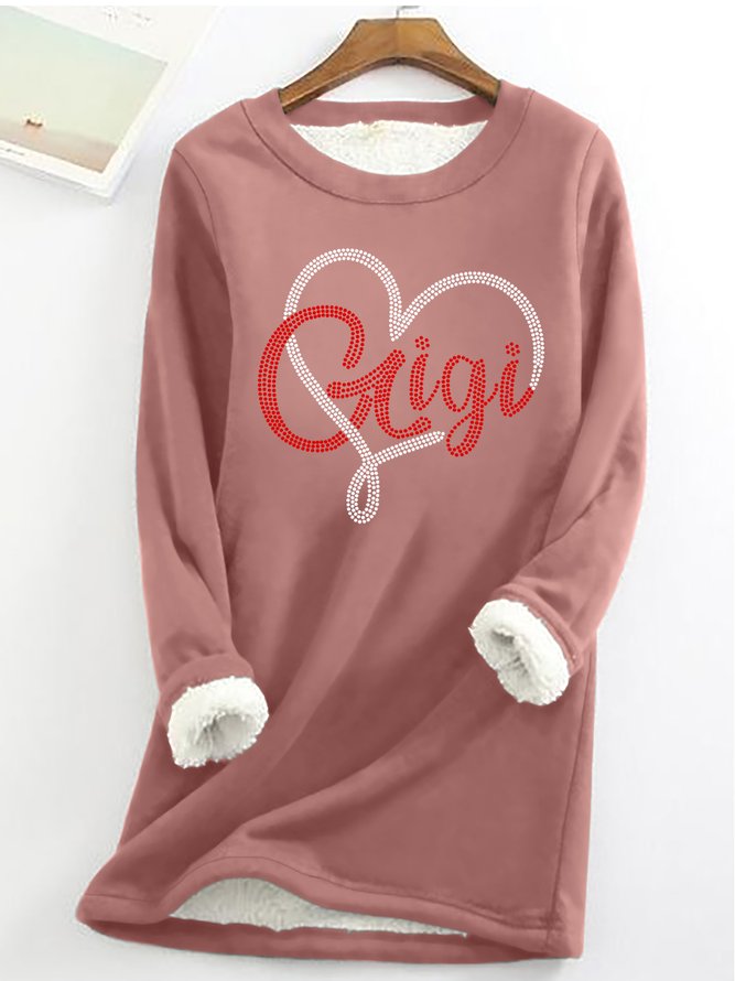 Women's Gigi Heart Crew Neck Warmth Fleece Sweatshirt