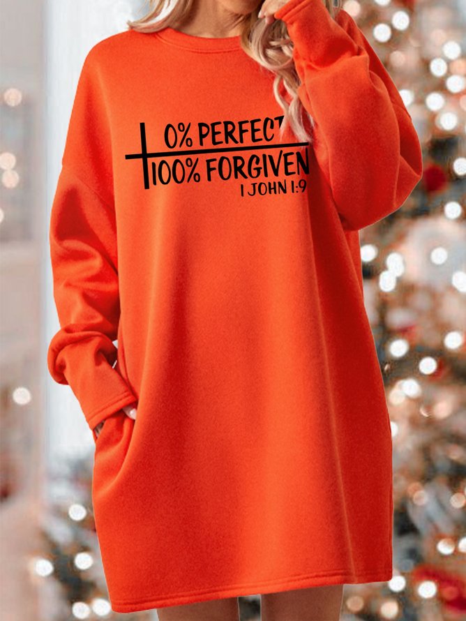0% Perfect 100% Forgiven John1:9 Women's Long Sleeve Sweatshirt Dress