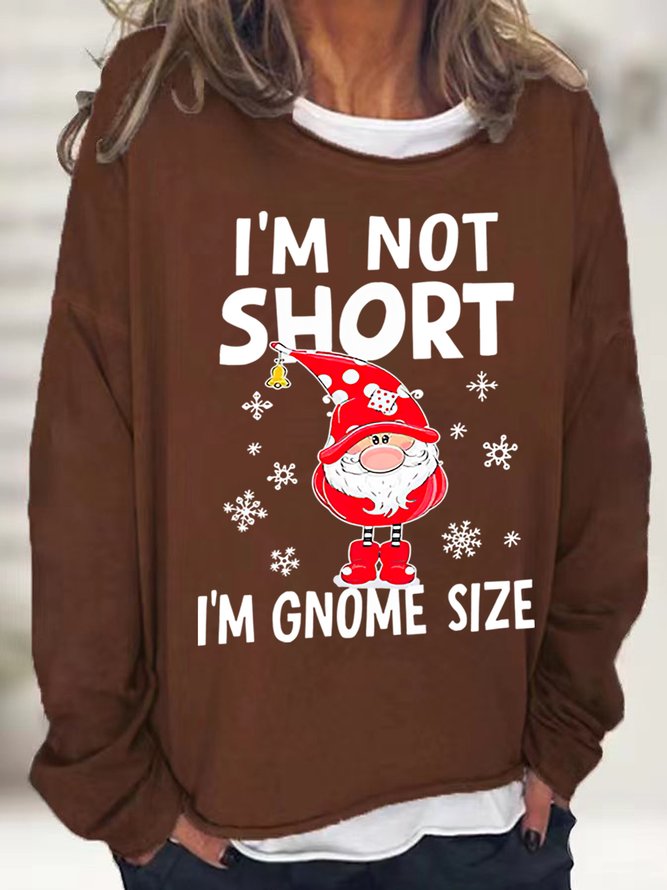 Women's Funny Word I’m not short I’m Gnome size Christmas Crew Neck Loose Sweatshirt
