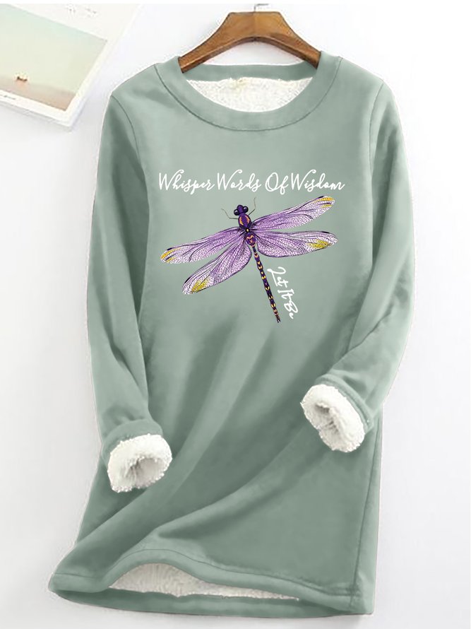 Women Dragonfly Whisper Words of Wisdom Let it Be Warmth Fleece Sweatshirt