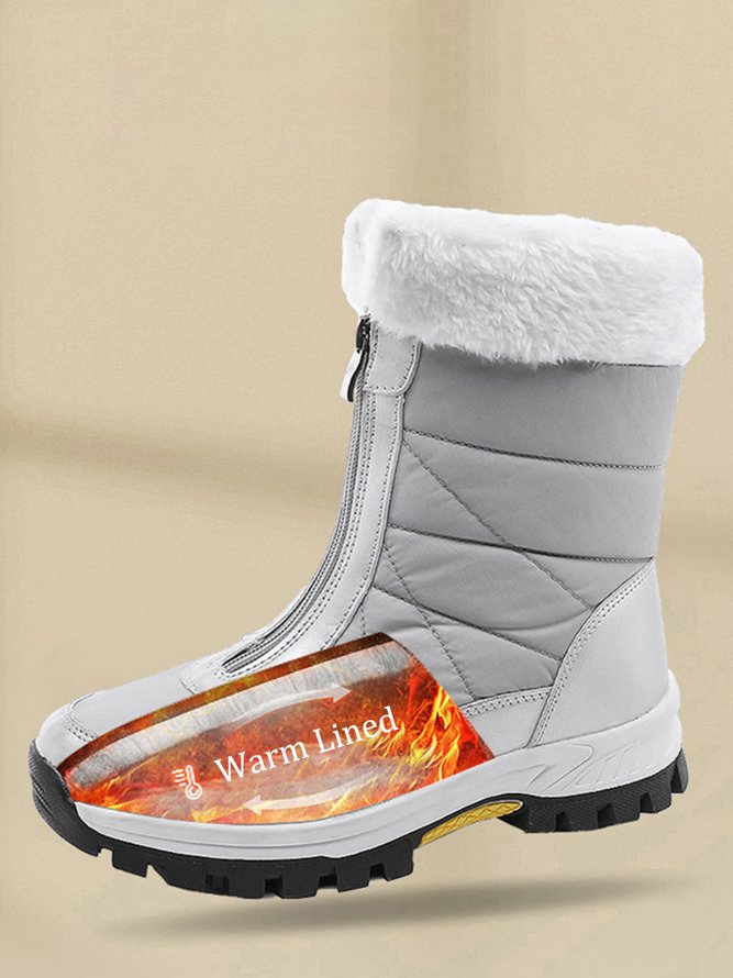 Winter Front Zip Thermal Lined Outdoor Snow Boots