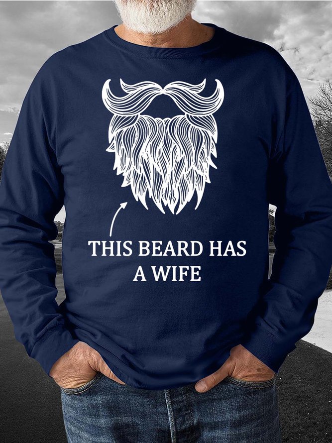 Men’s This Beard Has a Wife Valentine's Day Crew Neck Casual Sweatshirt