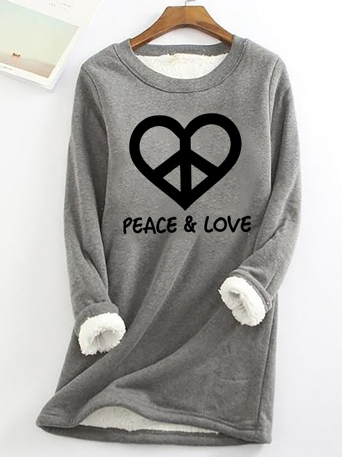 Lilicloth X JI Peace And Love Womens Warmth Fleece Sweatshirt