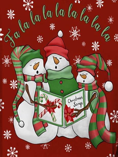 Women's Christmas Songs Fa La Fa La Funny Print Christmas Snowman Casual Sweatshirt