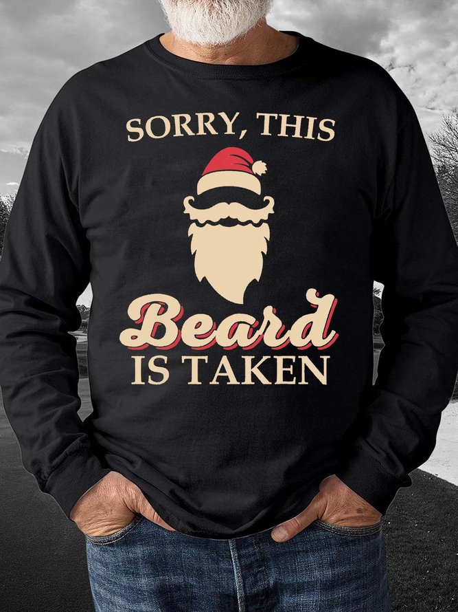 Men’s Sorry This Beard Is Taken Merry Christmas Casual Regular Fit Sweatshirt