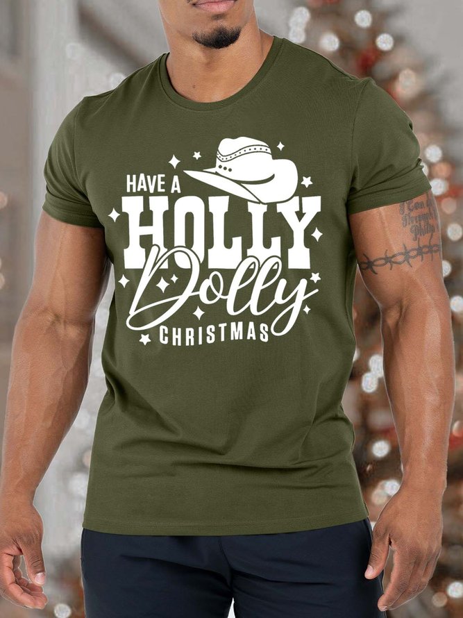 Men’s Have A Holly Dolly Christmas Fit Casual T-Shirt