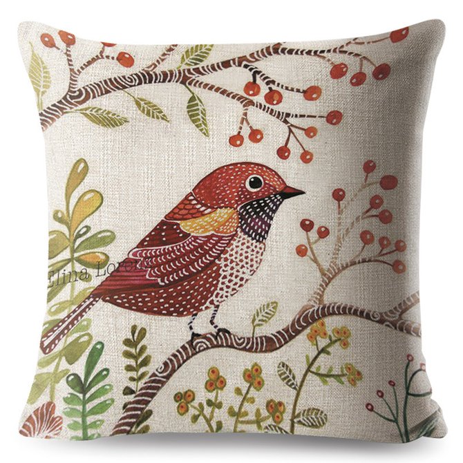 18*18 Outdoor Animal Decorative Throw Pillowcase Spring Cushion Cotton Linen Home Couch Sofa Decor