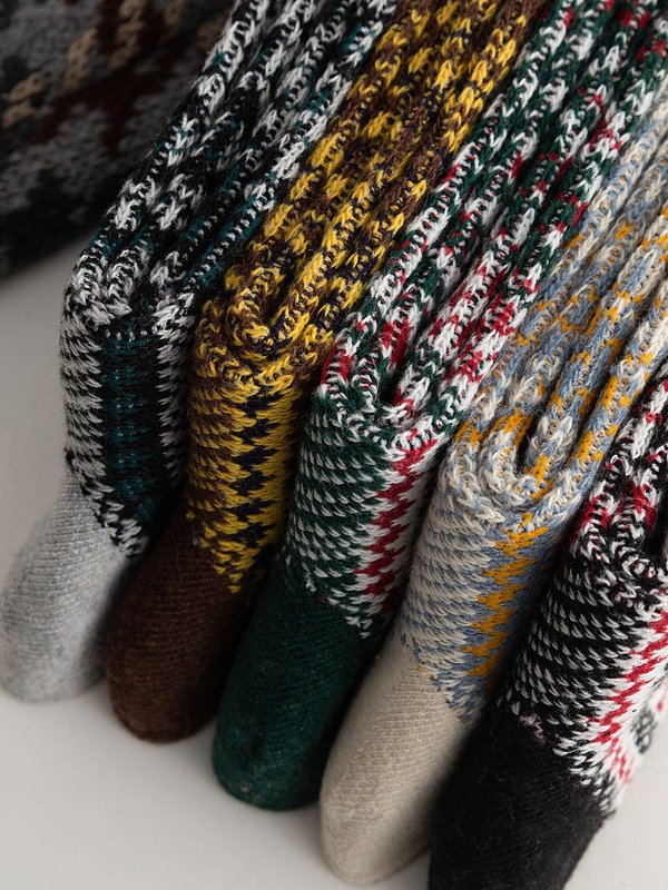 Retro Ethnic Pattern Striped Wool Socks Set