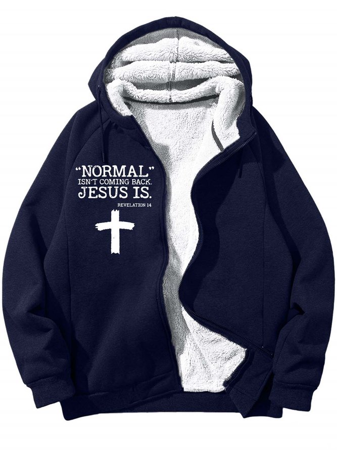 Men’s Normal Isn’t Coming Back Jesus Is Hoodie Text Letters Loose Casual Sweatshirt