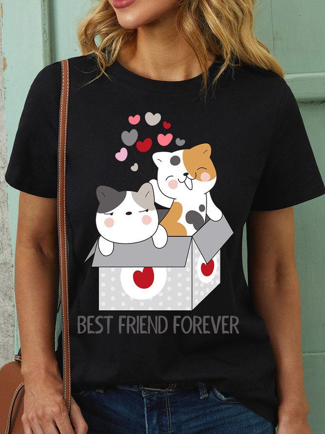 Lilicloth X Manikvskhan Best Friend Forever Valentines Day With Cat Womens T-Shirt