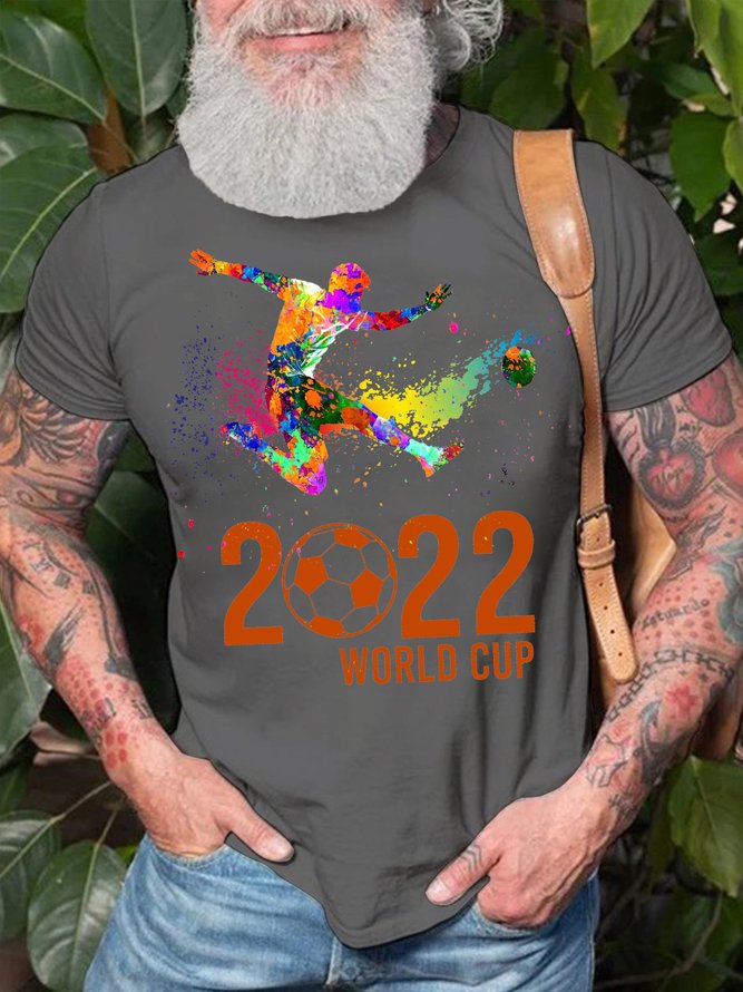 Men's Soccer World Cup 2023 Funny Graphic Print Text Letters Crew Neck Casual Cotton T-Shirt