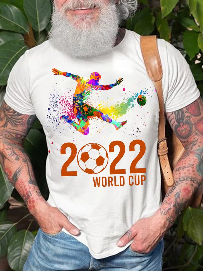 Men's Soccer World Cup 2023 Funny Graphic Print Text Letters Crew Neck Casual Cotton T-Shirt