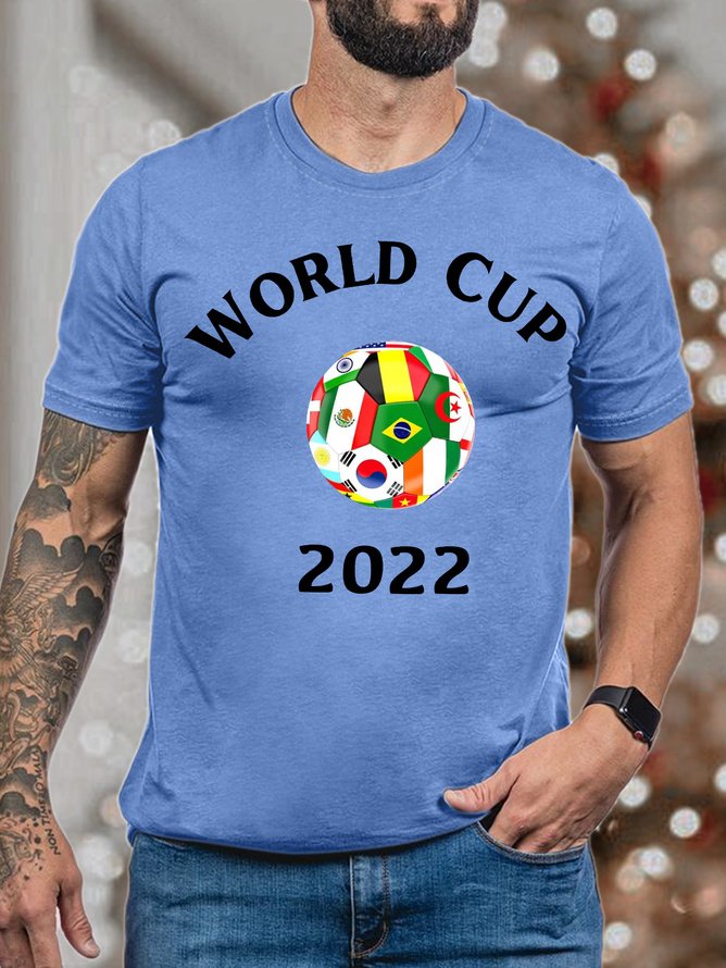 Men's Soccer World Cup 2023 Funny Graphic Print Loose Casual Cotton Text Letters T-Shirt