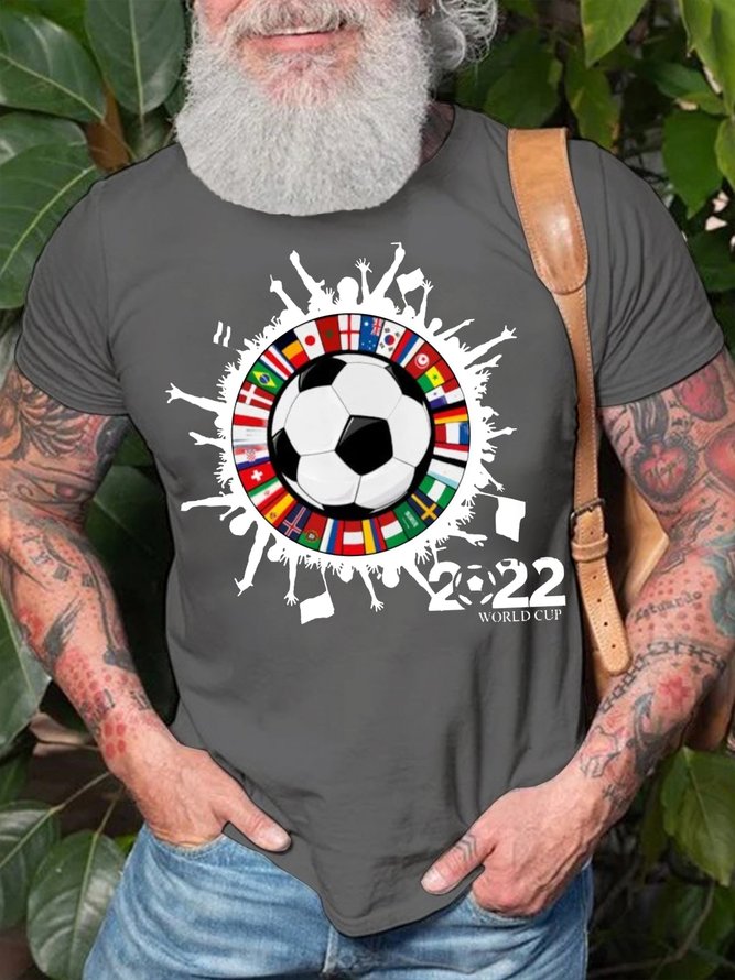 Men's Soccer World Cup 2023 Funny Graphic Print Casual Loose Cotton T-Shirt