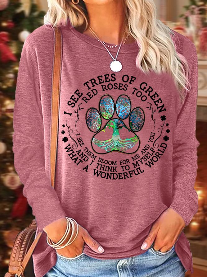 Women's Paw Print What Wonderful World Casual Top