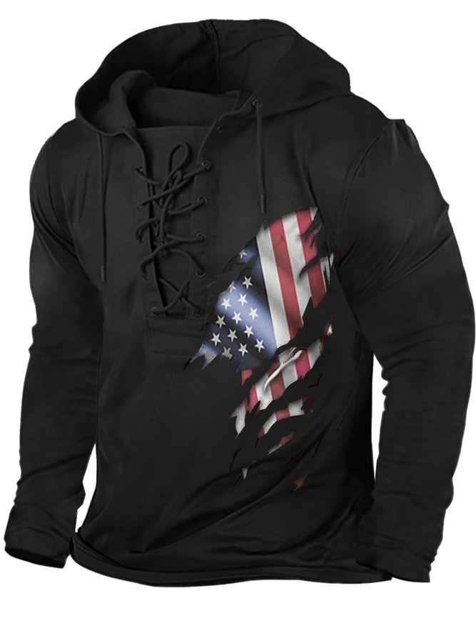 Men's Hoodie Casual America Flag Regular Fit Sweatshirt