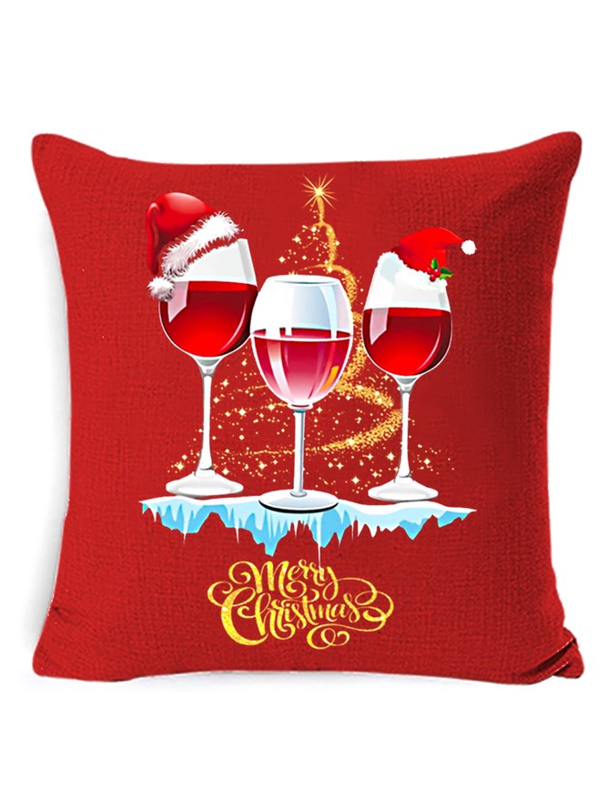 18*18 Wine Simple Christmas Backrest Cushion Pillow Covers Decorations For Home