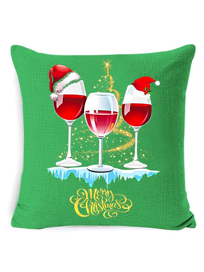 18*18 Wine Simple Christmas Backrest Cushion Pillow Covers Decorations For Home