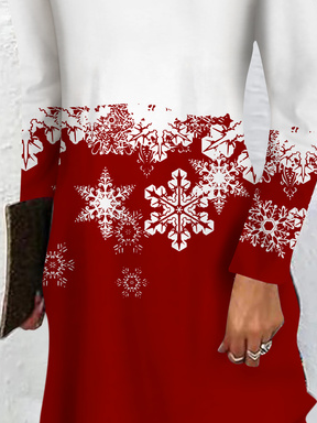 Women's Casual Snowflake Holiday Party V Neck Dress