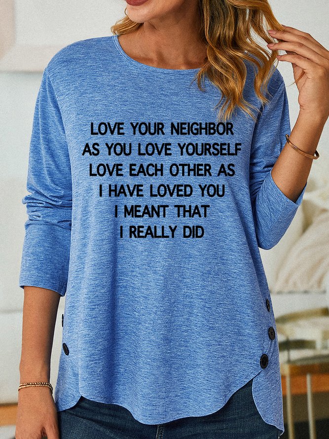 Lilicloth X Herbert Love Your Neighbor Womens Long Sleeve T-Shirt