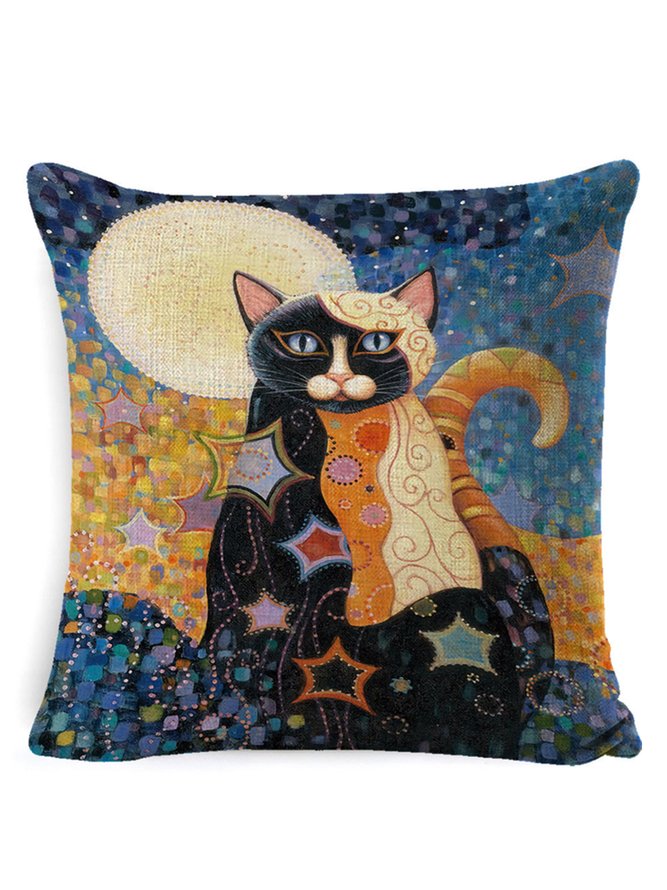 18*18 Art Cat Throw Pillow Covers, Cushion Case Decoration For Sofa Backrest Cushion
