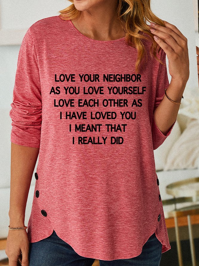 Lilicloth X Herbert Love Your Neighbor Womens Long Sleeve T-Shirt