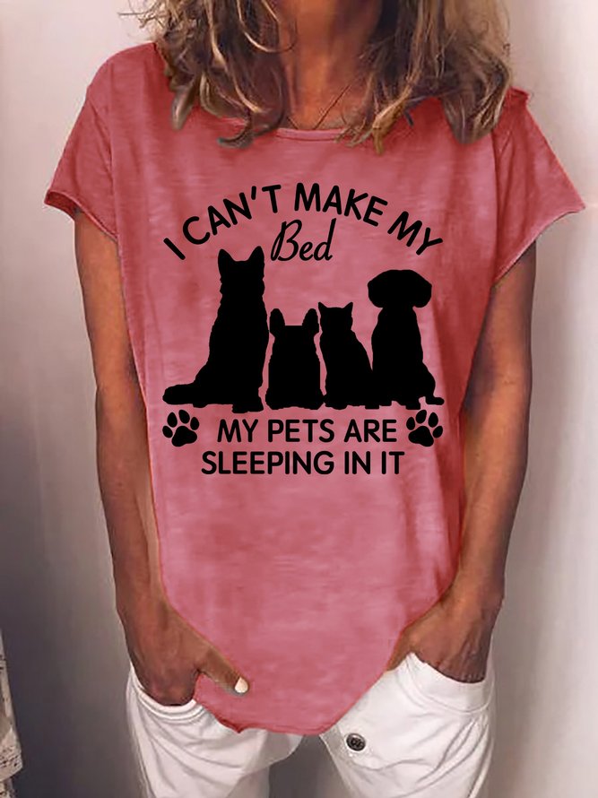 Lilicloth X Lisa I Can't Make My Bed My Pets Are Sleeping In It Womens T-Shirt