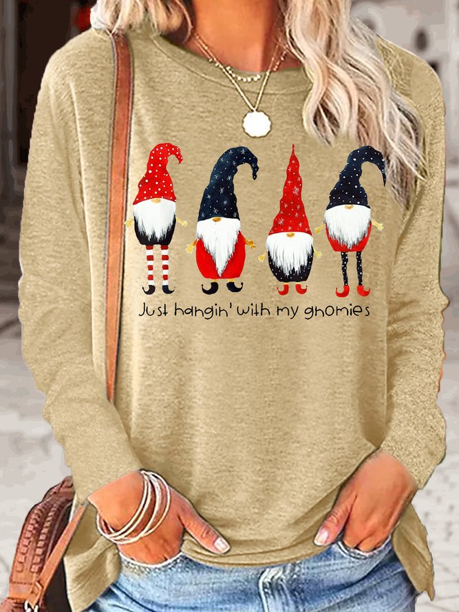 Women's Just Hangin With My Gnomies Funny Christmas Casual Top