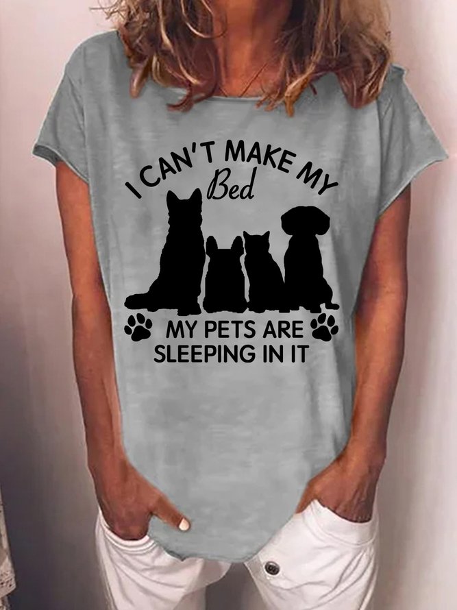 Lilicloth X Lisa I Can't Make My Bed My Pets Are Sleeping In It Womens T-Shirt