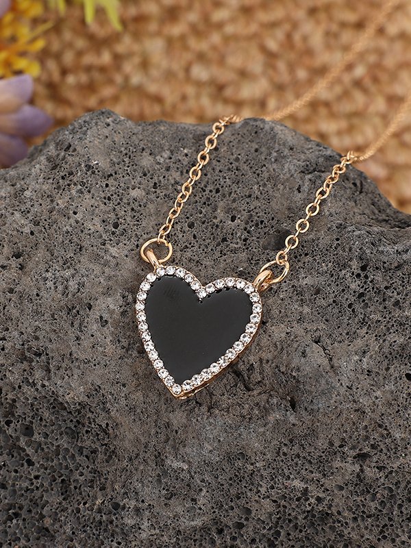 Casual Diamond Black Jewel Necklace Everyday Clothing Wild Jewelry