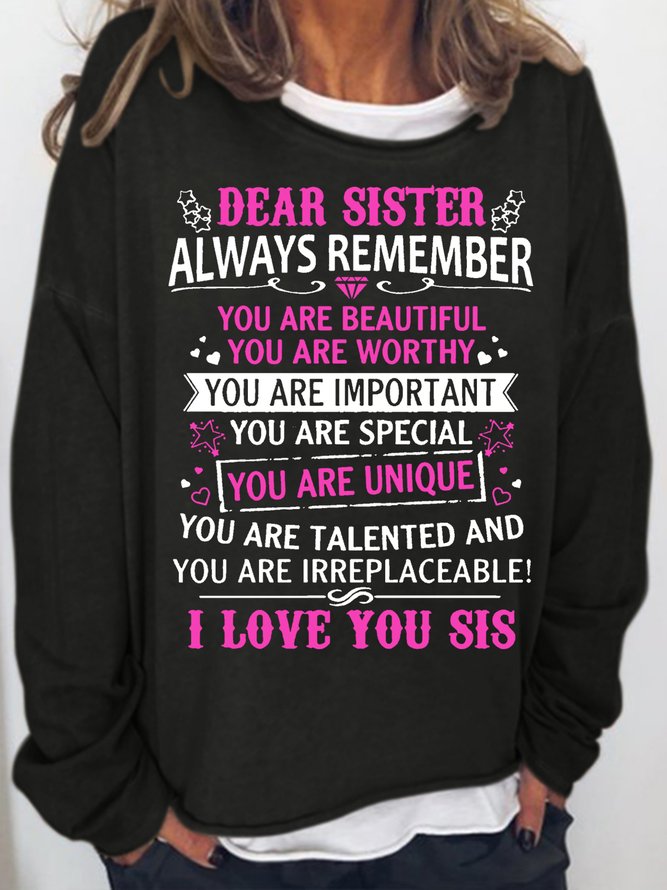 Women's Dear Sister Casual Holiday Gift Sweatshirt