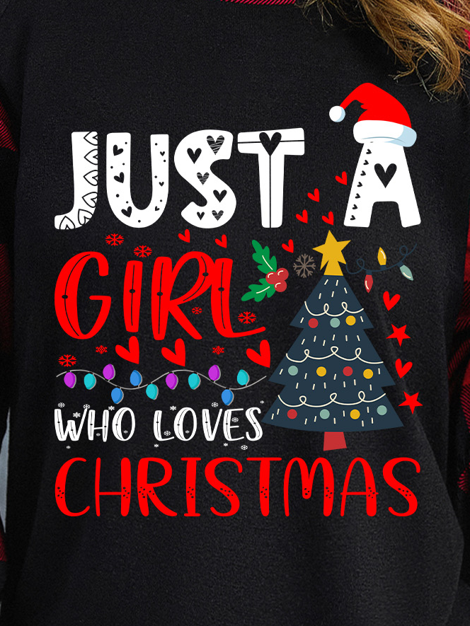 Lilicloth X Jessanjony Just A Girl Who Loves Christmas Womens Long Sleeve Buffalo Plaid T-Shirt