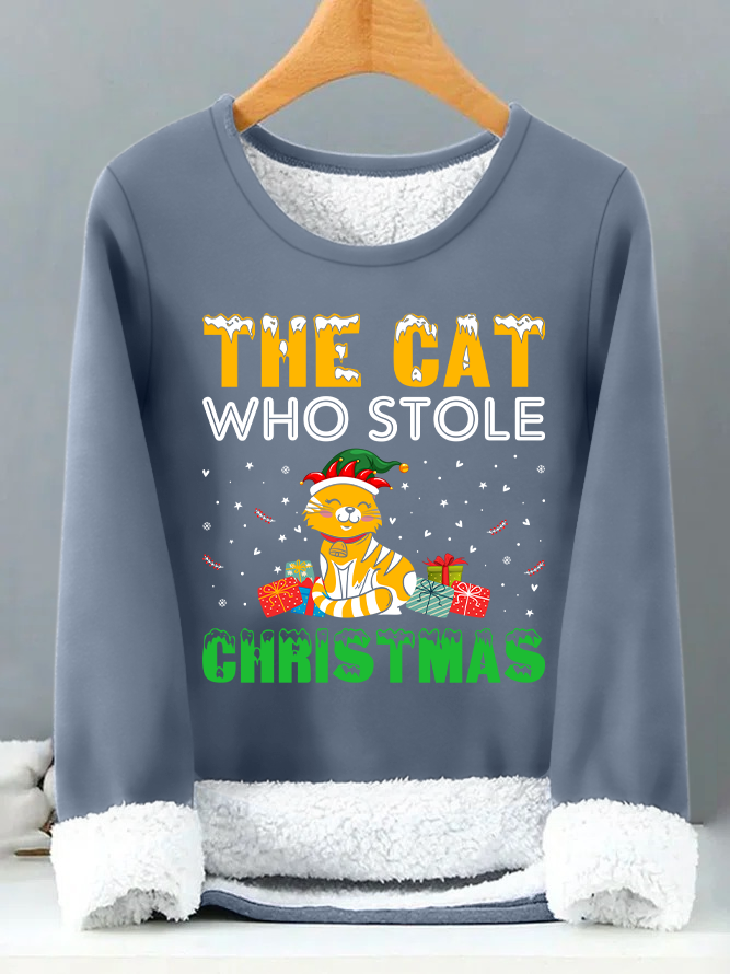 Lilicloth X Jessanjony The Cat Who Stole Christmas Womens Warmth Fleece Sweatshirt