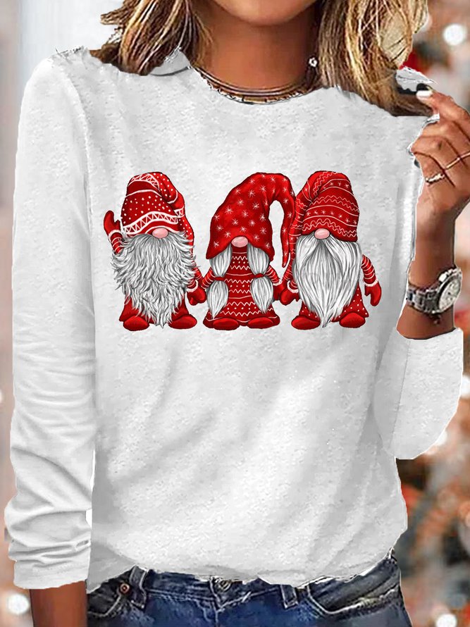 Women's Christmas gnome Casual Long Sleeve Top