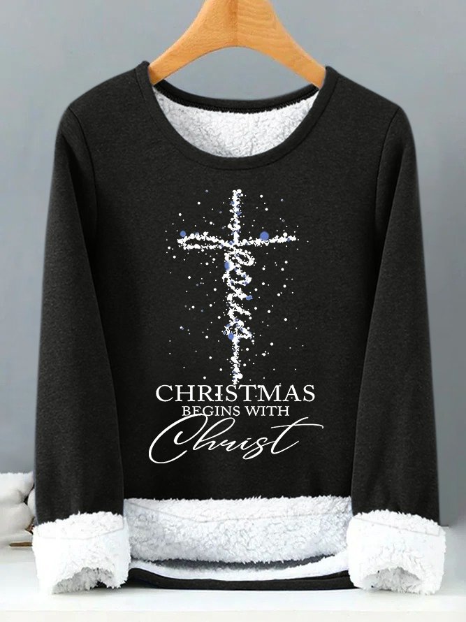 Women's Christmas Begin With Christ Crew Neck Casual Sweatshirt