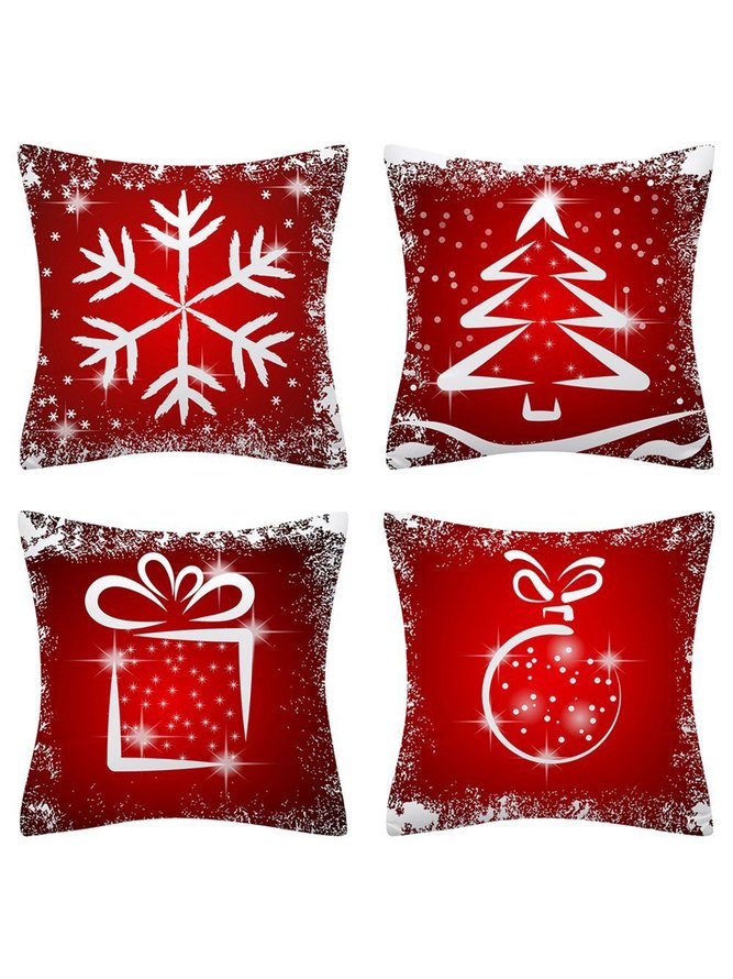 20*20 Set of 4 Christmas Backrest Cushion Pillow Covers, Decorations For Home