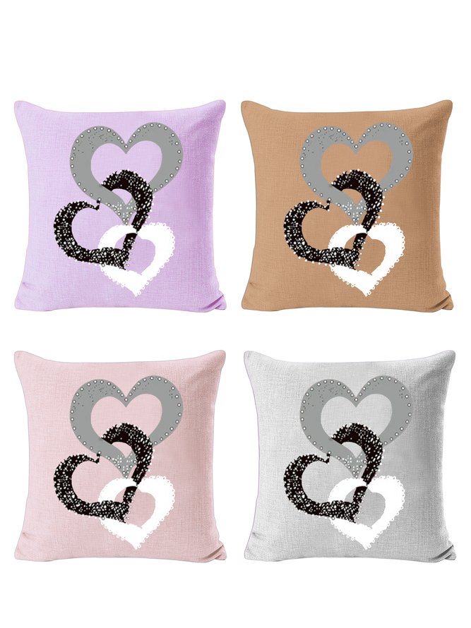 20*20 Set of 4 Simple Heart LoveBackrest Cushion Pillow Covers, Decorations For Home