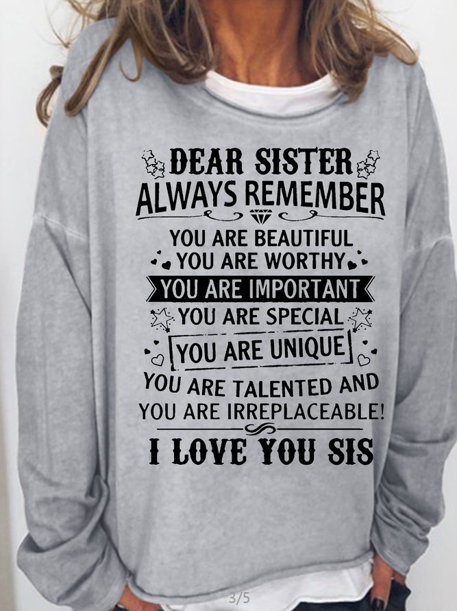 Women's Dear Sister Casual Holiday Gift Sweatshirt