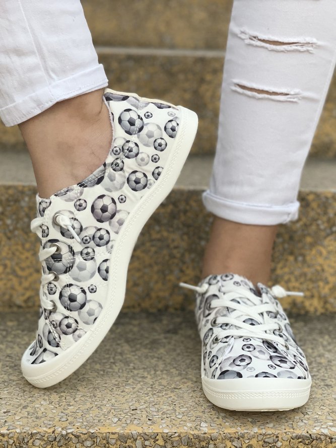 The World Cup Soccer Printing Plus Size Casual Flat Shoes