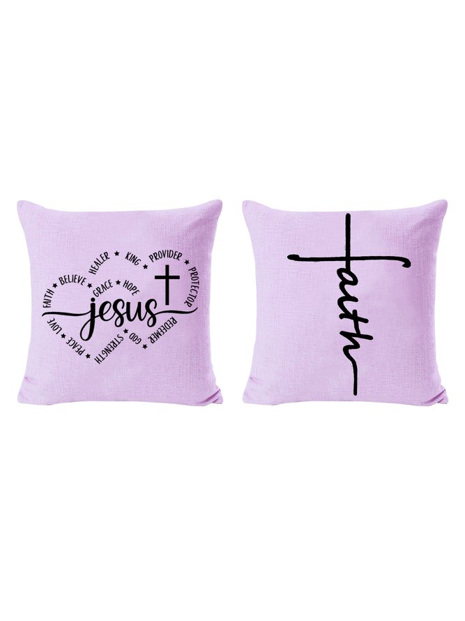 20*20 Set of 2 Jesus Faith Love Believe Christian Heart Backrest Cushion Pillow Covers, Decorations For Home