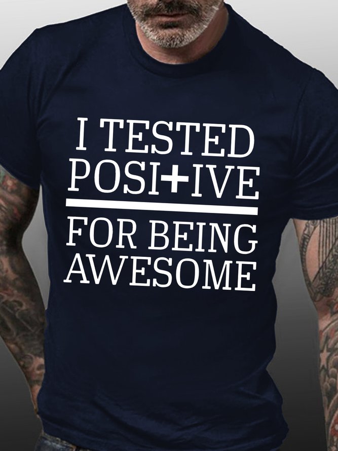Men's POSITIVE AWESOME Letters Casual T-Shirt
